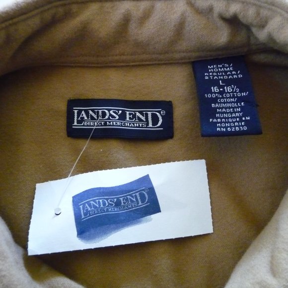 LANDS END NEW MENS CAMEL OVERSIZED COTTON TWO FRONT POCKETS SHACKET SIZE LARGE - Picture 5 of 6